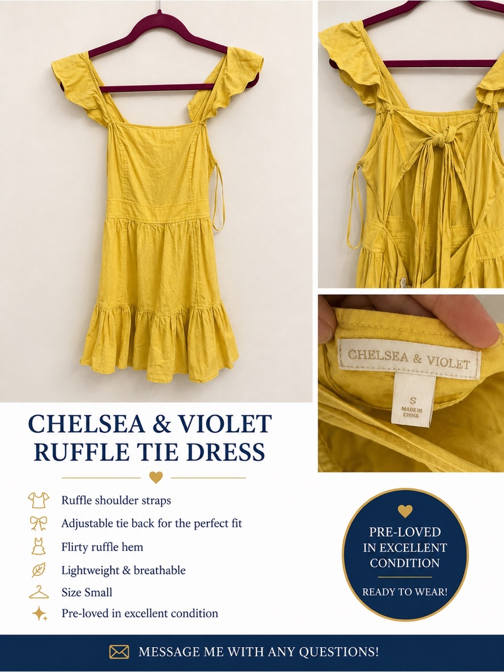 Chelsea & Violet Yellow Ruffle Tie Sundress